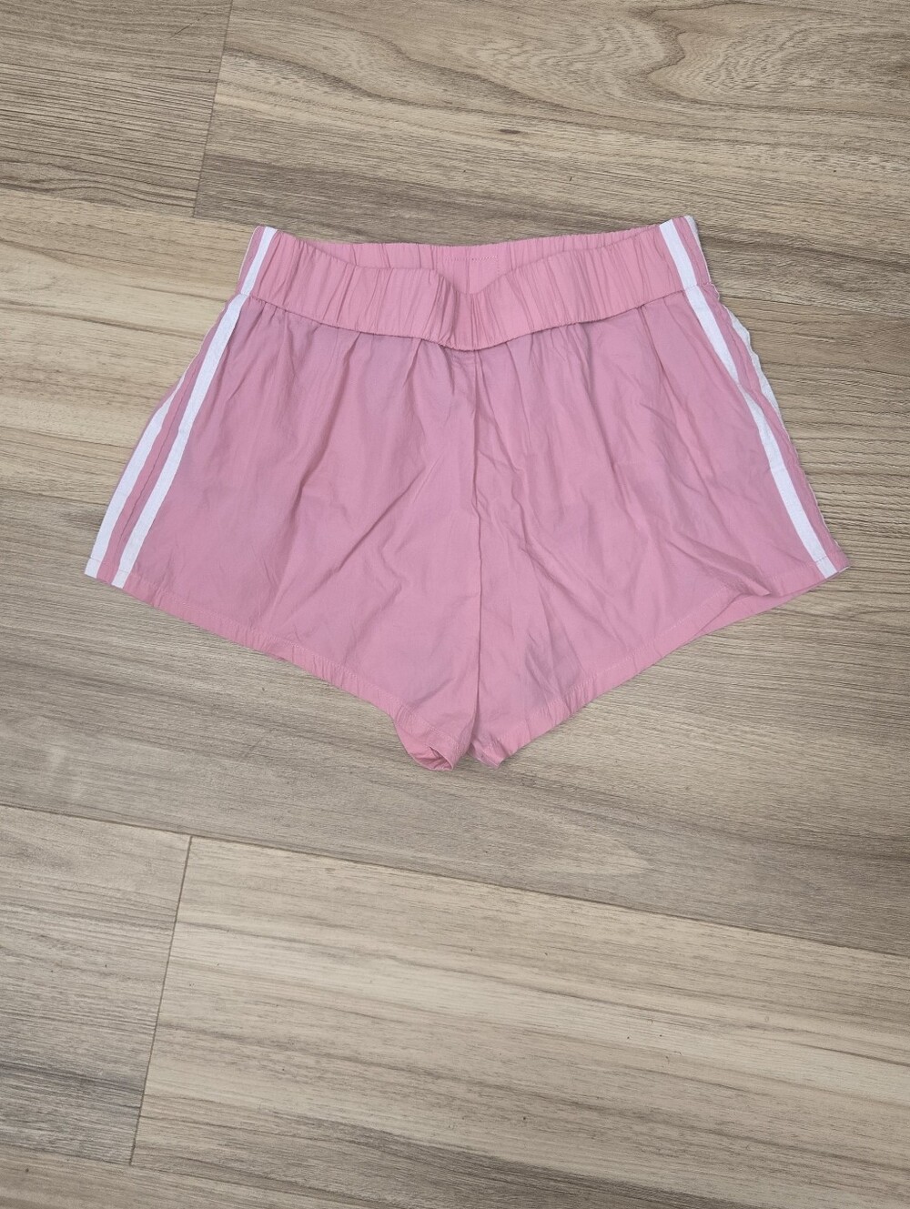 Daily Drills Light pink white stripe varsity athletic shorts